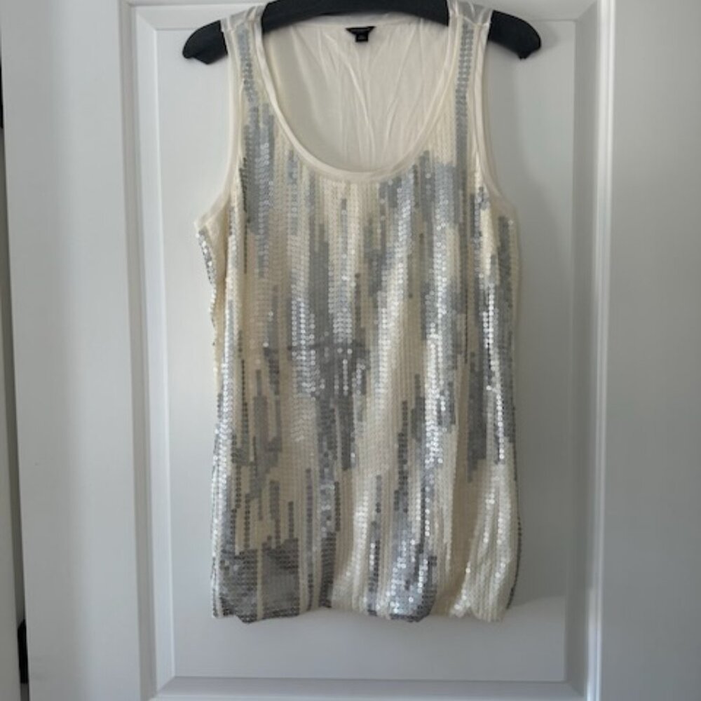 Ann Taylor Eggshell Sequin Shell